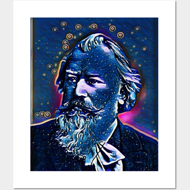 Johannes Brahms Dark Night Colourful Portrait | Johannes Brahms Artwork 13 Wall Art by JustLit